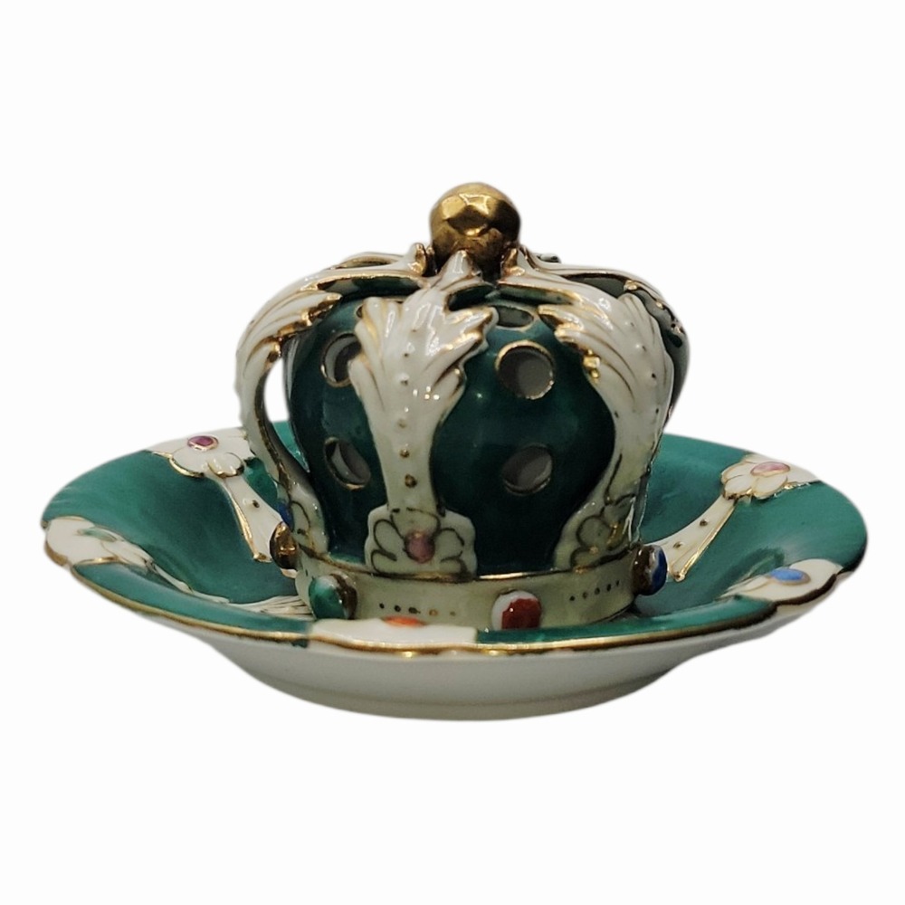 Vintage Ardalt Lenwile China Japan Crown Lid Dish 6333‎ Trinket Bowl Gold